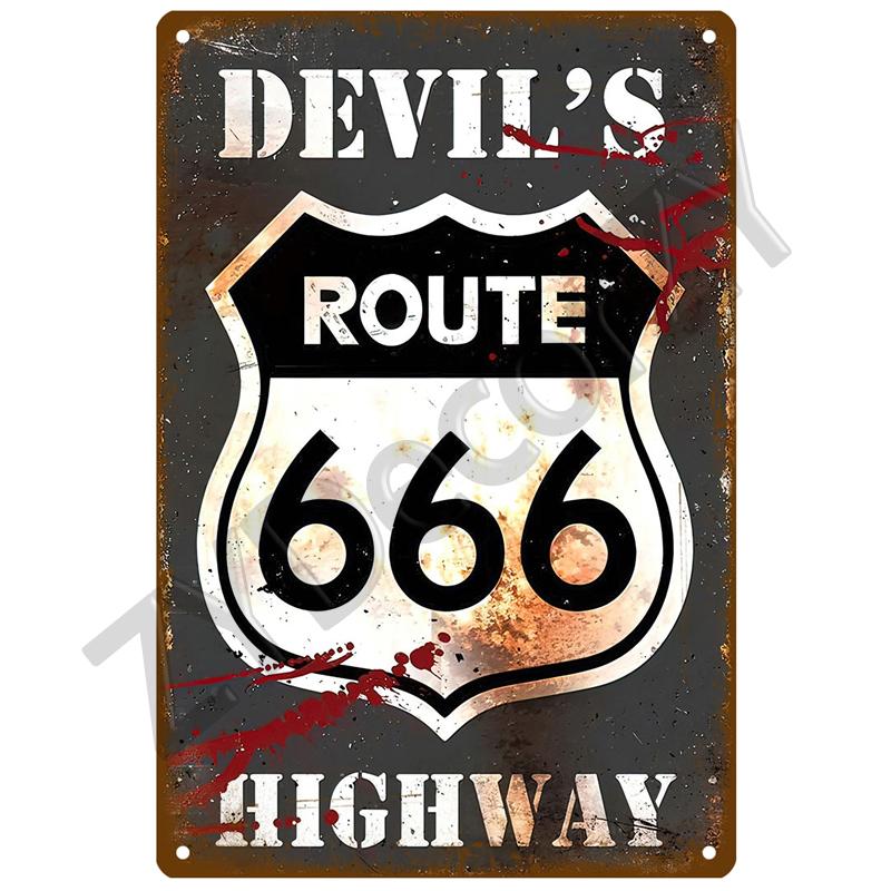 Металлическая табличка Route 66, металлический плакат, жестяная табличка, настенные плакаты, винтажный ретро-эстетический декор комнаты, настенное искусство, украшение