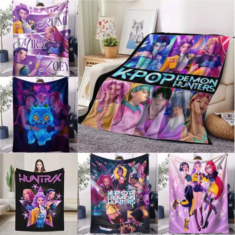 K Pop Охотники на демонов Плед Горячая Руми Мира Зои С принтом Многофункциональный Фланелевый Плед Подарок для Дома Отдыха Кемпинга Путешествий