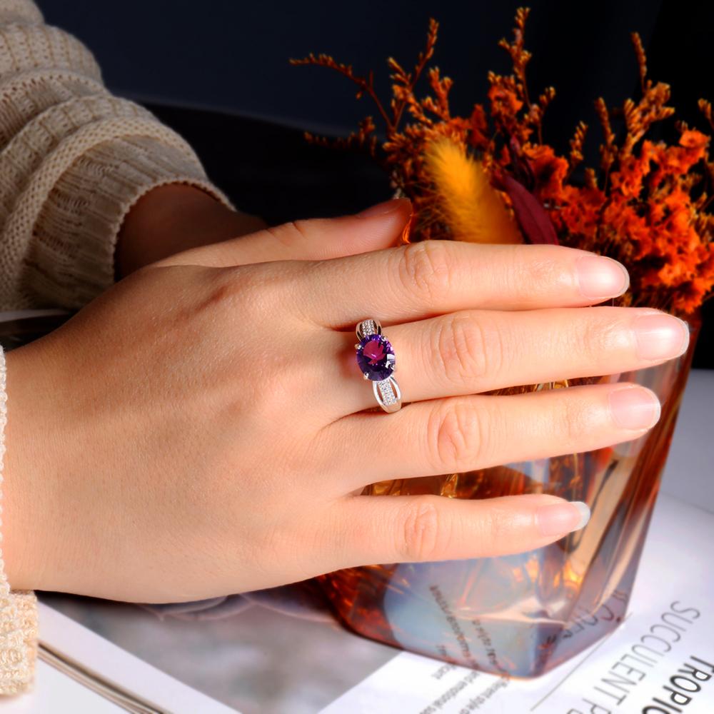 Bolaijewelry Великолепный дизайн натурального африканского аметиста драгоценного камня Кольцо из стерлингового серебра 925 пробы для женщин, элегантные ювелирные изделия