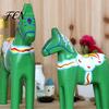 Handcrafted Wooden Animal Figurine Hand Painted Dala Trojan Horse Figurine, Solid Wood Rustic Statue, Decorative Tabletop Ornament for Home Farmhouse