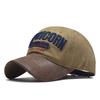 Tongue Cap Duck Pu Splicing Distressed Cotton Baseball Cap 3d Embroidery Letter