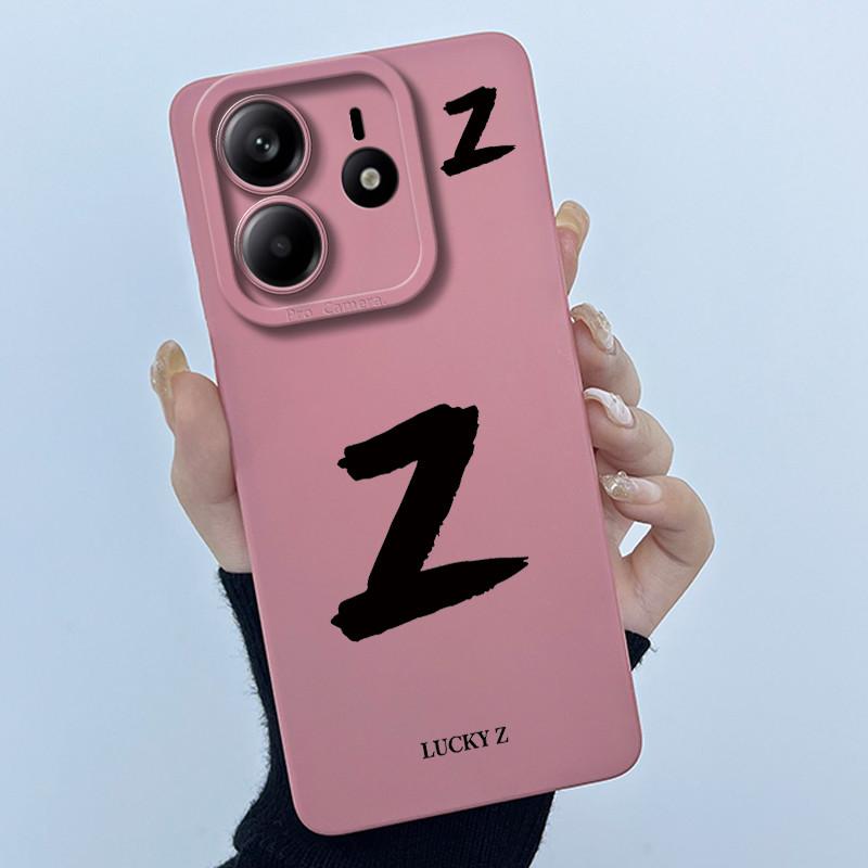 For Xiaomi Redmi Note 14 5G Cover Case Lucky Initial Letter Couple Silicone Soft Matte Phone Bumper for Redmi Note14 5G Casing