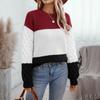 2024 Autumn And Winter European And American Round Neck Long Sleeved Casual Contrasting Pullover Sweater For Women