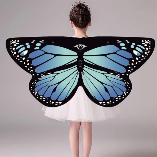 Halloween Cape Realistic Looking Vibrant Color Breathable Ultra-Light Easy-wearing Dress Up Chiffon Halloween Butterfly Wings Toddler Cosplay Costume