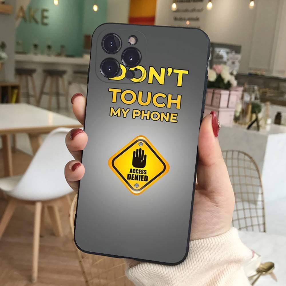Чехол для телефона с рисунком "Не трогай мой телефон" для iPhone 17 16 15 14 13 12 11 Pro Max Plus Mini Мягкий черный чехол