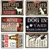 Vintage Metal Tin Sign, Keep Gate Closed, Funny Dog, Horse, Cat Sayings, Wall Art, Animal , Lawn, Garden, Yard Decor