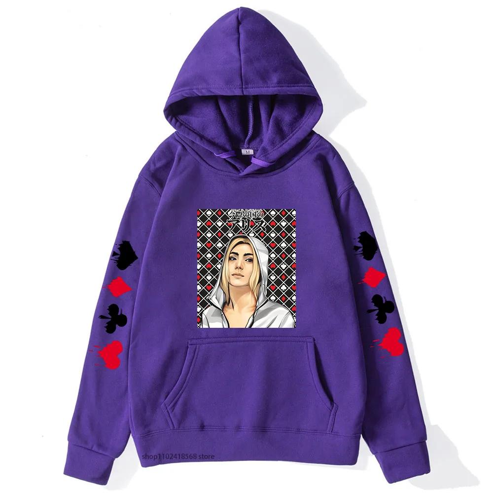 Толстовка с капюшоном Alice In Borderland для мужчин с рисунком Chishiya, женская толстовка с рисунком аниме, уличная одежда, зимняя верхняя одежда