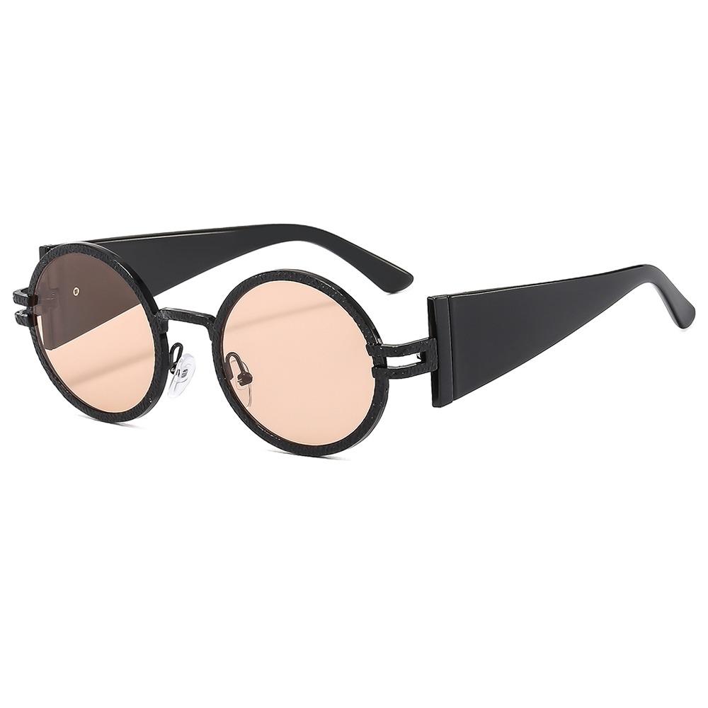 Fashion Round Punk Sunglasses UV Protection Retro Hip Hop Shades Oval Wide Temples Sun Glasses for Women & Men