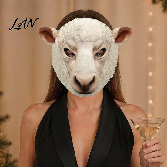 Comfortable Party Mask Realistic Animal Mask, Sheep Brown Bear Full Face Large Eye Opening Cosplay for Halloween Costume Props Breathable