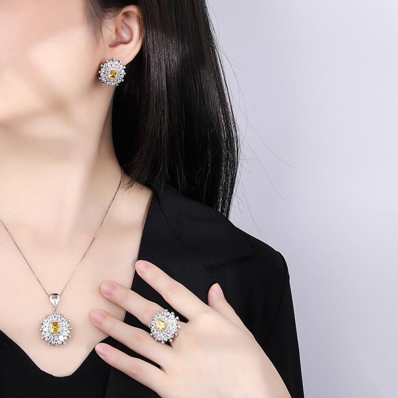 Популярный комплект аксессуаров для имитации ювелирных изделий, комплект из золота и желтых бриллиантов для женщин