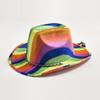 Fashion Rainbow Print Cowboy Hat Western Style Curve Brim Cowgirl Jazz Hat Performance Birthday Party Photo Prop Hats