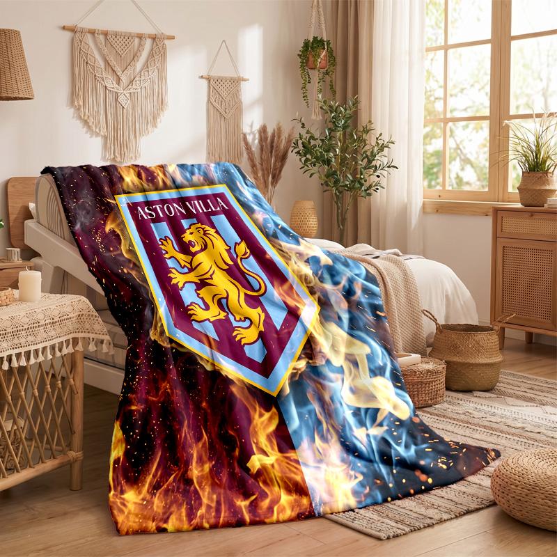 Aston Villa Football Print Flannel Blanket Soft Warm Sofa Bed Throw Blanket For Home Office Bedroom