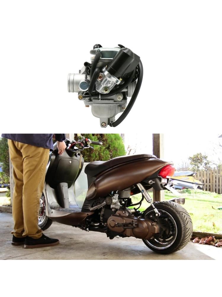 24mm rcycle PD24J Carburetor Electric Choke Fit for GY6 125cc 150cc 152QMI 152QMJ 157QMI 157QMJ Scooter ATV 4