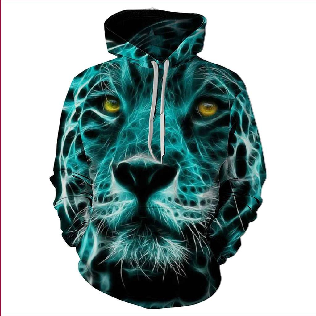 European and American new sweatshirt, tiger personality, 3D digital print casual sports hoodie, hoodie sweatshirt