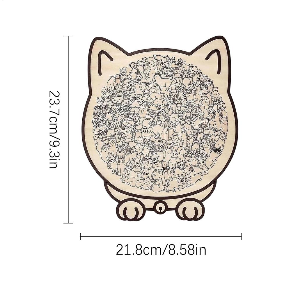 Wooden Jigsaw Puzzle for Adults & Kids - 135 Piece Challenging Cat Puzzle, Perfect Home Decor & Gift for Cat Lovers, Family