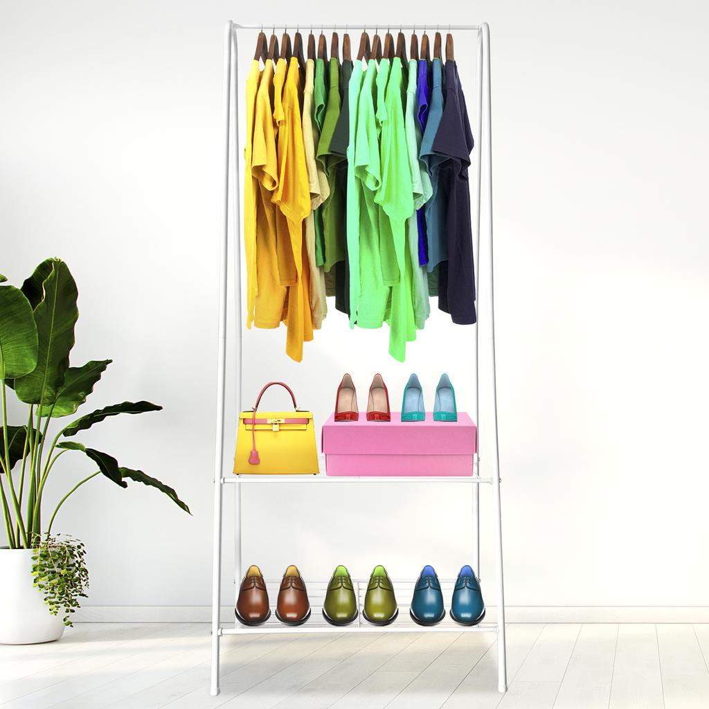 Nyana Home Premium Angle Coat Rack 151x60x34cm 1 Hanging Shelf 1 Lower Shelf