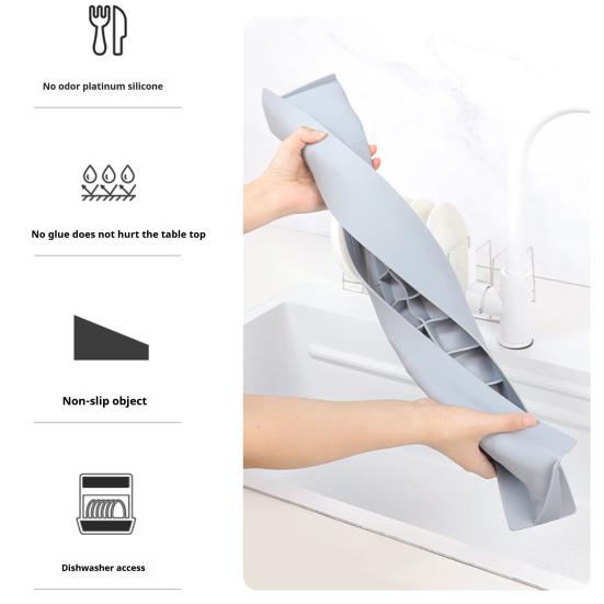 Silicone Sink Splash Guard Vegetable Washing Water Splash Protector Non-slip Reusable Kitchen Sink Countertop Edge Anti-Splash Shield Board