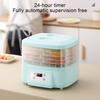 Машина для сушки продуктов с воздушным потоком 360 градусов, 6 лотками, 24-часовой таймер, бесшумная работа, контроль температуры, сушилка для фруктов, мяса и овощей