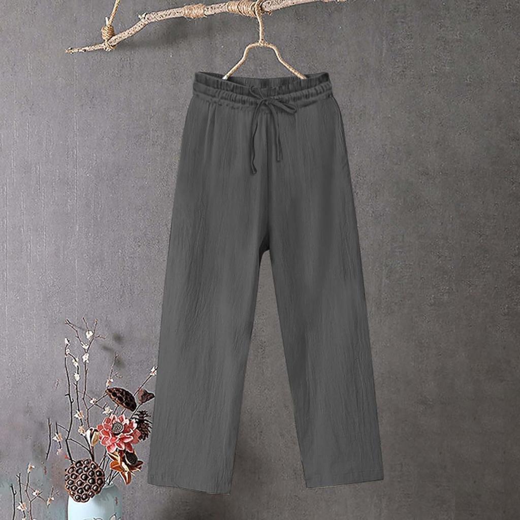 Женские широкие брюки повседневные свободные карманы однотонные эластичные летние брюки для женщин повседневные брюки