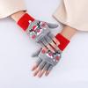 Winter Cute Girls Christmas Gloves Kids Warm Cartoon Gloves Students Fingerless Writing Gloves with Flip Cover 7-13Y