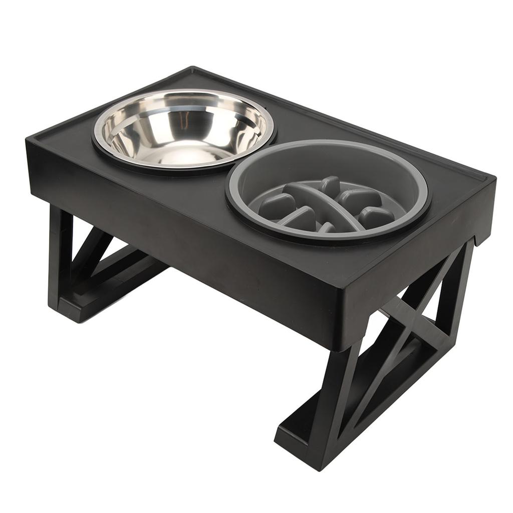 Elevated Dog Bowls with Stainless Steel Dish Height Adjustable Prevent Slip Raised Dog Slow Feeder