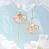 Chinese Style Hollow Fan Pendant Earrings For Women Asymmetrical Vintage Fan-shaped Shell Flower Pearl Earrings Jewelry Gifts