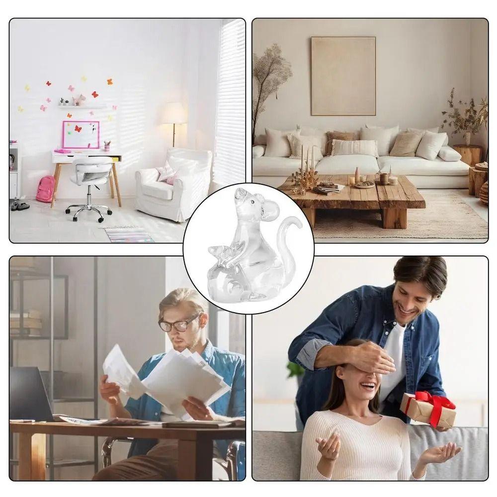 Привлекающий богатство хрустальный сувенир в виде крысы Изысканные настольные украшения Красивая модель животного Настольный