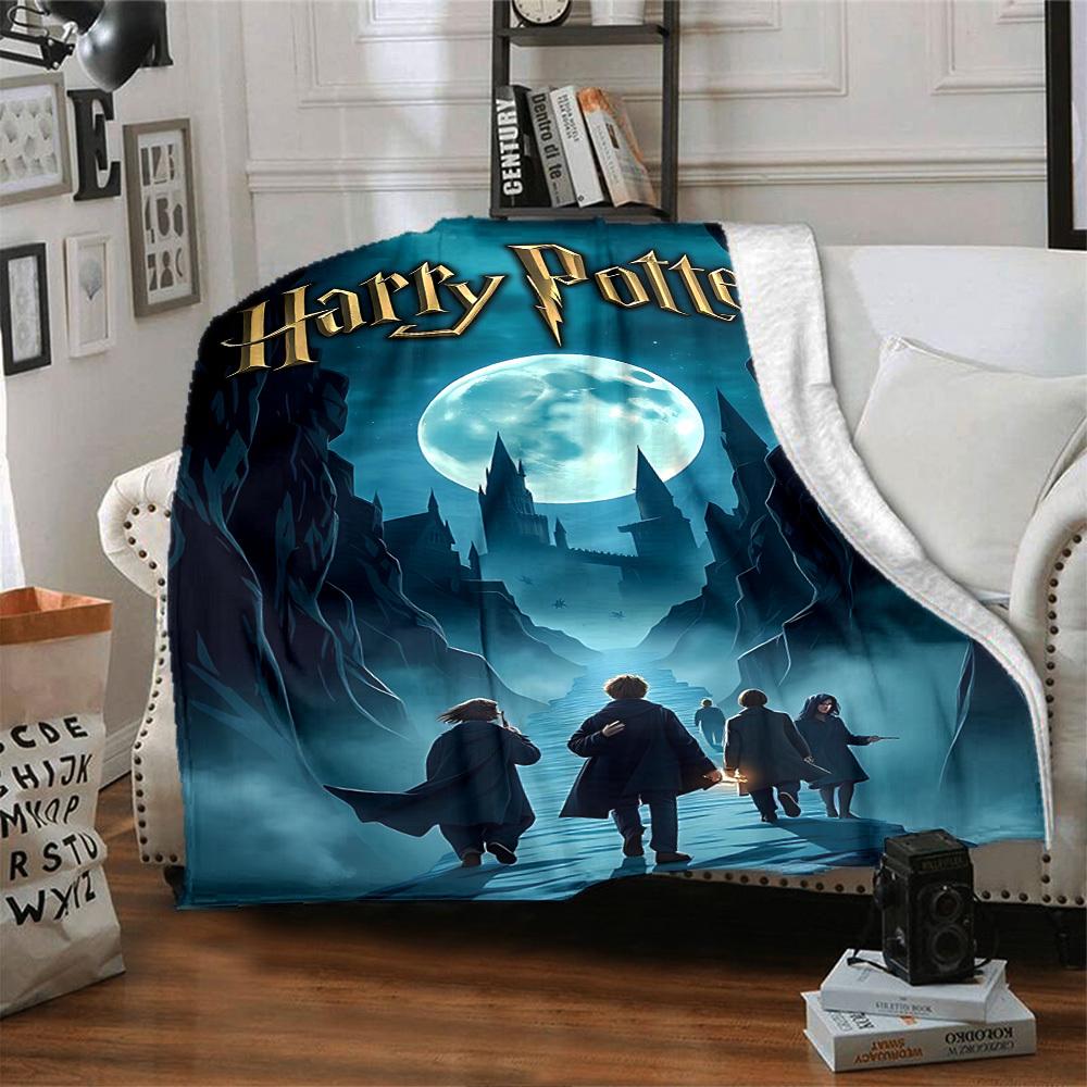 1pc Harry Potter Moonlight Journey Flannel Blanket Soft Warm Throw for Home, Office, Travel, All-Season Cozy Bedding GiftL1079
