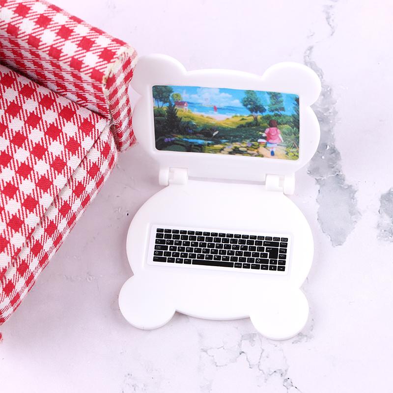 3Pcs/Set 1:12 Dollhouse Miniature Folding Laptop Model Computer Tablet Phone Set Doll House Office Scene Home Decor Toy