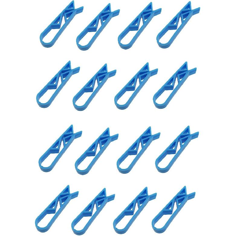 16PCS Garbage Can Clip Plastic Non Slip Fixing Clip Simple Clip Holder Blue 56.8x10.4mm Used for Hotel Restaurant Family Kitchen Garbage Bag Clip