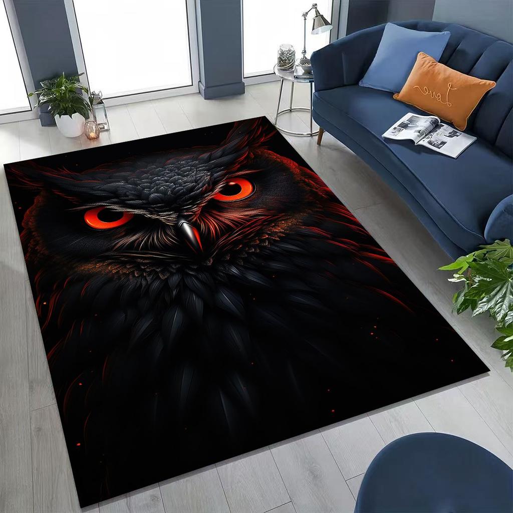 2026 New Mysterious Owl Colorful Cartoon Birds Rug for Bedroom Living Room Sofa Home Doormat Decor,Large Kid Non-slip Floor Mat