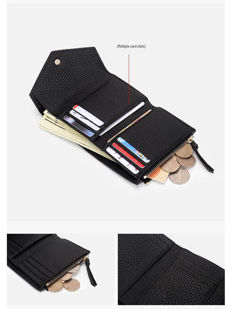 Женский компактный кошелек в японском стиле, милый, из мягкой коровьей кожи, простой складной конверт, монетница