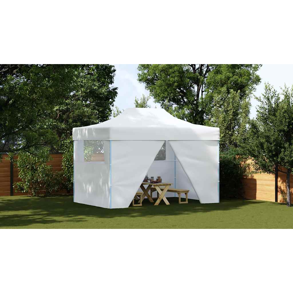 vidaXL Profi-Partyzelt Faltbar mit 4 Seitenwänden 280x410x315 cm Stahl Weiß