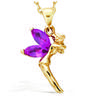 [N5353] - Gold Plated Pendant 'Tinker Bell' Golden Fuschia - 17x12 Mm