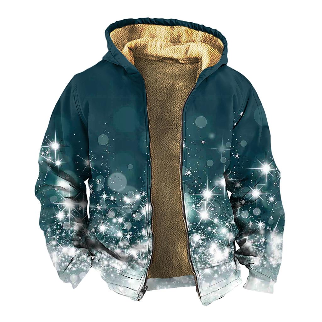 Мужская зимняя флисовая толстовка с капюшоном на молнии с накладным карманом, повседневная куртка