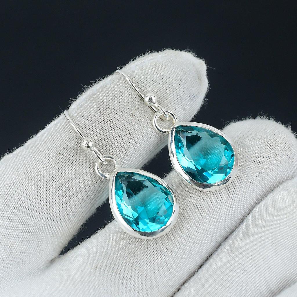 Green Apatite Gemstone 925 Sterling Silver Earring Birthstone 925 Solid Sterling Silver Earring Green Apatite Women Gemstone Earring For Her