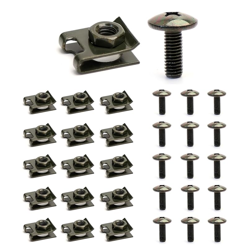 Minho 200Pcs Automotive U Tape Clip Fastener Kit, 50Pcs #10 X 1/2" Self-Tapping Screw +50Pcs #10 X 5/8" Self-Tapping Screw +100Pcs U Tape Clips,Metal