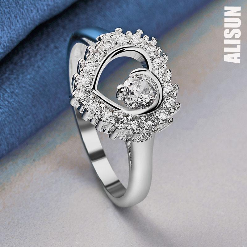 Кольцо в форме сердца из стерлингового серебра 925 пробы с цирконием AAA, модные свадебные украшения