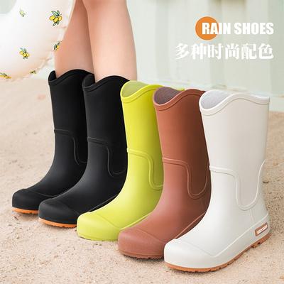 Полусапоги женские высокие резиновые сапоги взрослые модные водонепроницаемые рабочие ботинки с нескользящей подошвой, сапоги до колена, резиновые сапоги