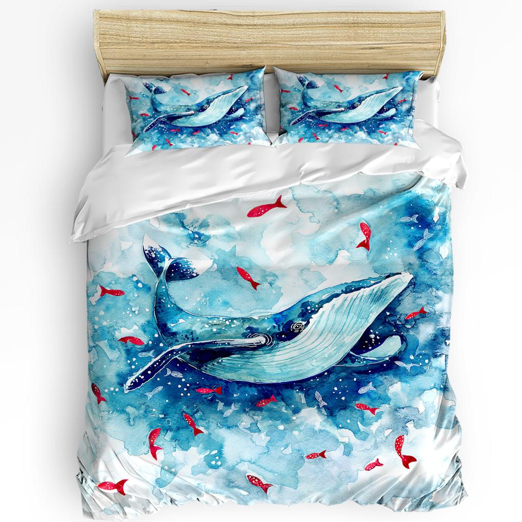 Animal Green Fish Duvet Cover Bed Bedding Collection For Double Home Textile Quilt Cover Pillowcases Bedroom Bedding Collection No Linen