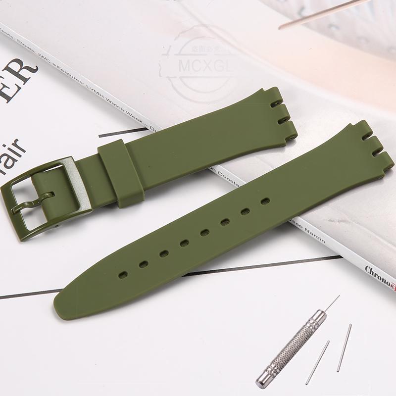 Силиконовый Ремешок Для Часов Swatch 17мм 19мм 20мм Пряжка-Штырек Водонепроницаемый Браслет Наручный Аксессуары Для Часов