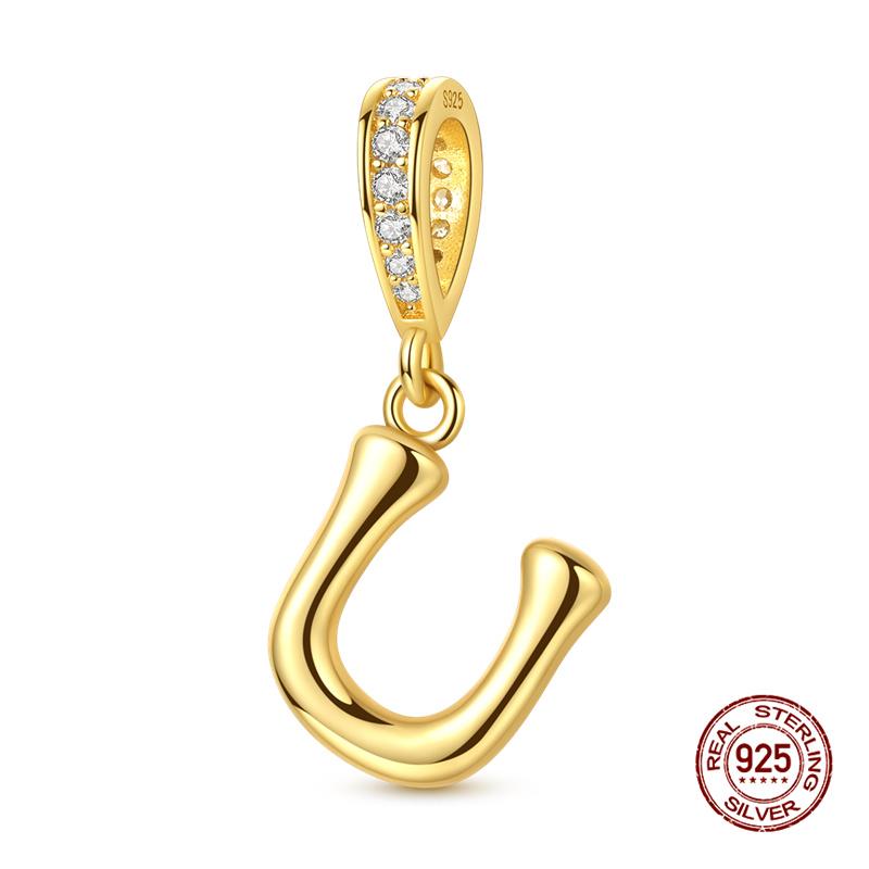 Новинка Оригинальные Шармы Медь 26 Золотых Букв А-Я Шарм-Бусина Подходит для Оригинального Браслета 3 мм для Женщин DIY Модная Бижутерия Подарок