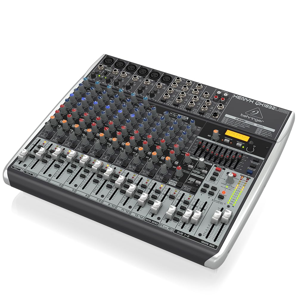 Аналоговый микшер Behringer, 18 каналов, 3 шины, 1 ручка, аудиоинтерфейс XENYX QX1832USB, комп/эффект/USB