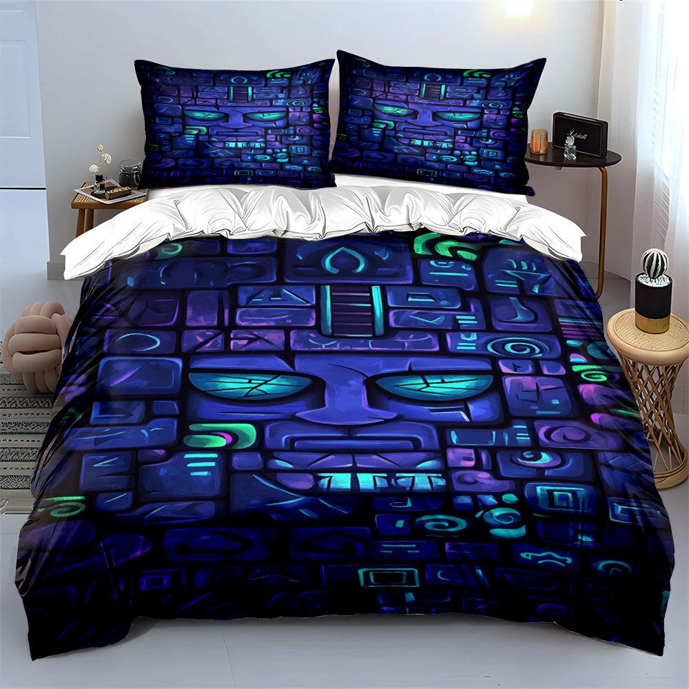 Abstract geometric face pattern. Bedding sets Duvet cover sets Duvet covers Pillowcases(1*Duvet Cover 2*Pillowcases without duvet insert)