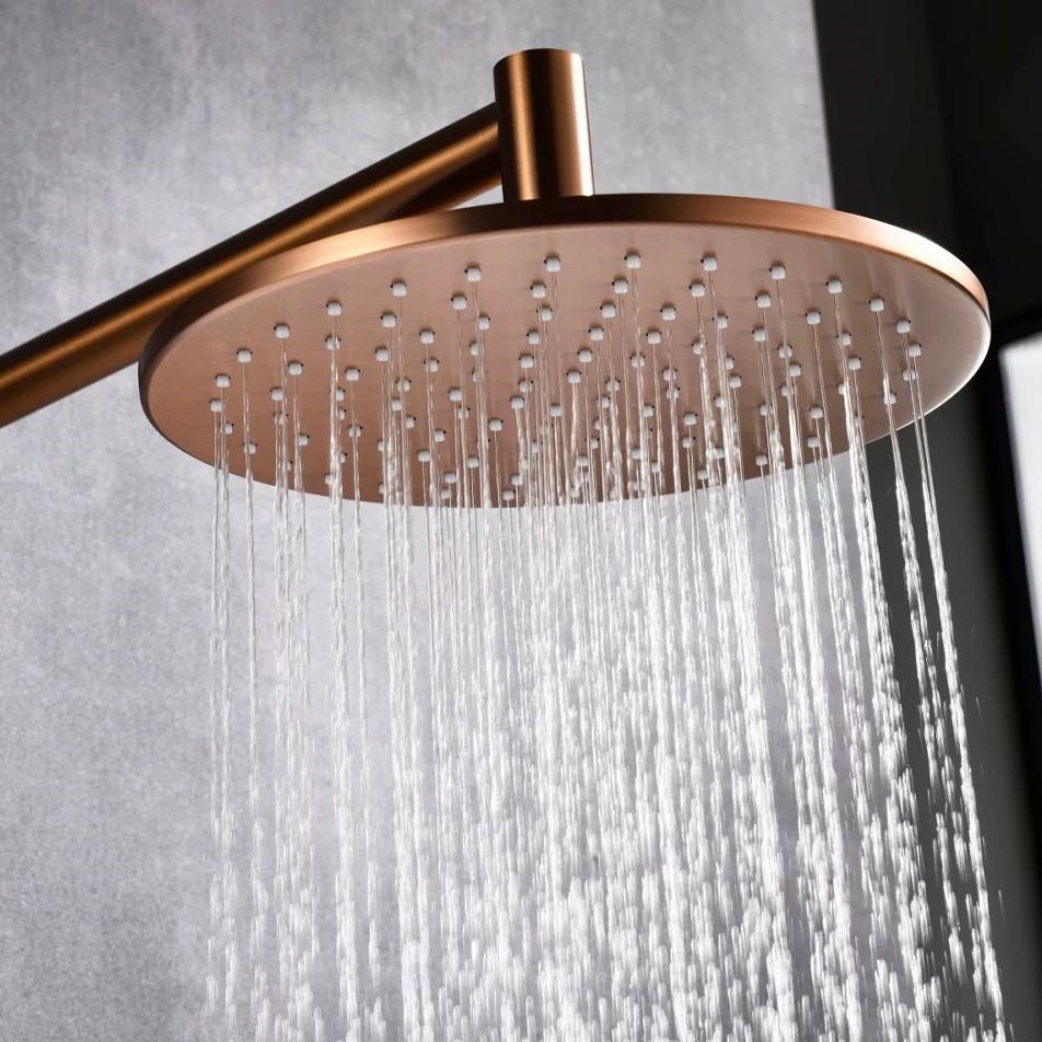 Настенный душевой комплект Rose Gold Brushed Nickel со скрытым выводом и смесителем-бустером