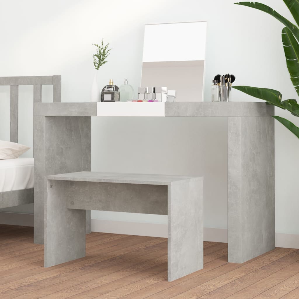 Makeup Stool Concrete Grey 70 x 35 x 45 cm Engineered Wood