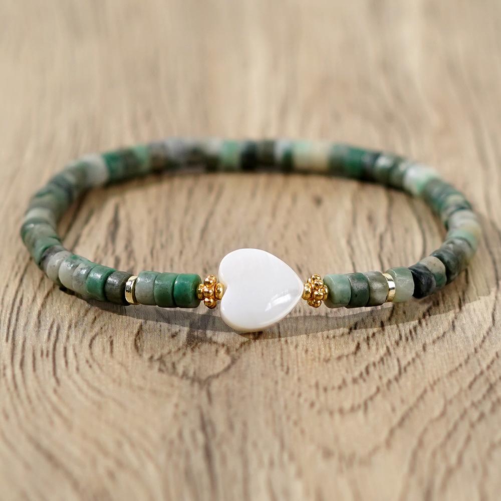 Ximang White Heart Design 2026 Beaded Stretch Fashion Jewelry Delicate Jade Gemstone Bracelets for Women