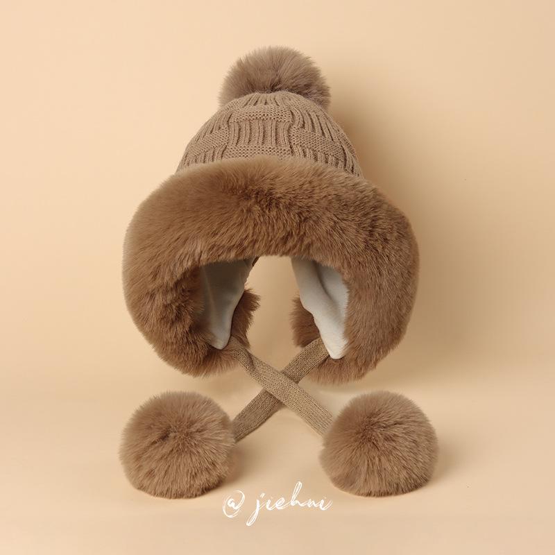 Женская теплая зимняя шапка с милым шерстяным помпоном и вязаными наушниками - Уютная и защищающая от холода