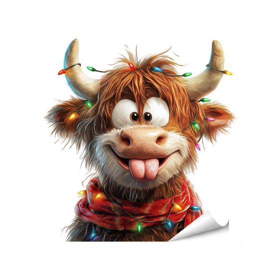 4 шт./набор Рождественские наклейки на окна с горной коровой, съемные, водонепроницаемые, с шапкой Санты, статические наклейки на стекло с горным скотом, праздничные украшения для вечеринки