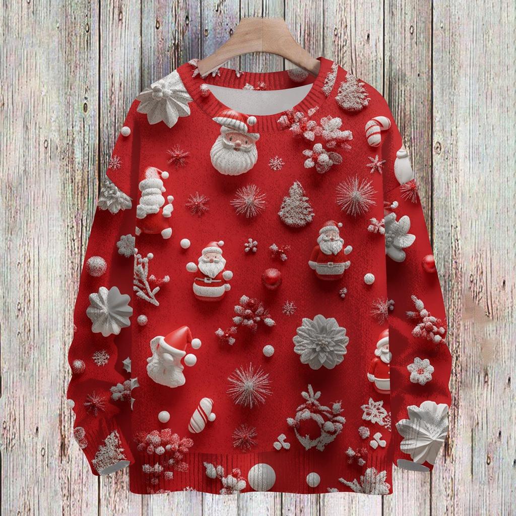 Рождественские толстовки для детей, вязаные свитера для мальчиков и девочек, симпатичные рубашки, осенние свитера с круглым вырезом, топы